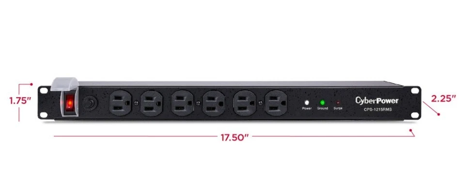 CyberPower CPS1215RMS 120V/15A 12 Outlets 1U Rackmount Surge Protector - Image 2 of 4