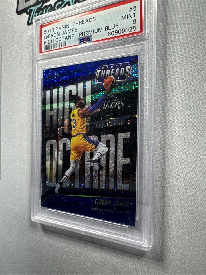2018-19 PANINI THREADS LEBRON JAMES #5 HIGH OCTANE BLUE DAZZLE PSA 9 #/85 - Image 3 of 4