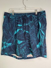 Goodfellow Swim Trunks Men's Large Hawaiian Blue Drawstring Stretch L Mesh Short
