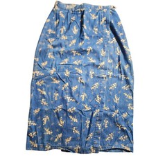 Liz Claiborne Lizwear 90s Denim Jean wrap Floral Maxi Prairie Skirt Size 12