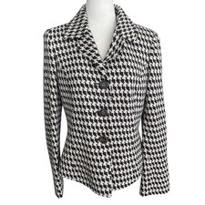 Dana Buchman Java Soy Houndstooth Wool Blend Blazer Coat Jacket Women 6 NWT