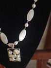 Modernist Sterling Silver & Mother Of Pearl Luc Lameth Necklace & Pendant 16-18” — photo 3