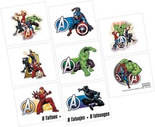 Marvel Avengers Powers Unite Superhero Kids Birthday Party Favor 8 ct. Tattoos