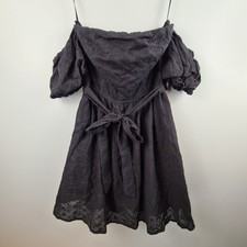 Lulus Black Eyelet Off The Shoulder Puff Sleeve Mini Dress Womens S Coquette
