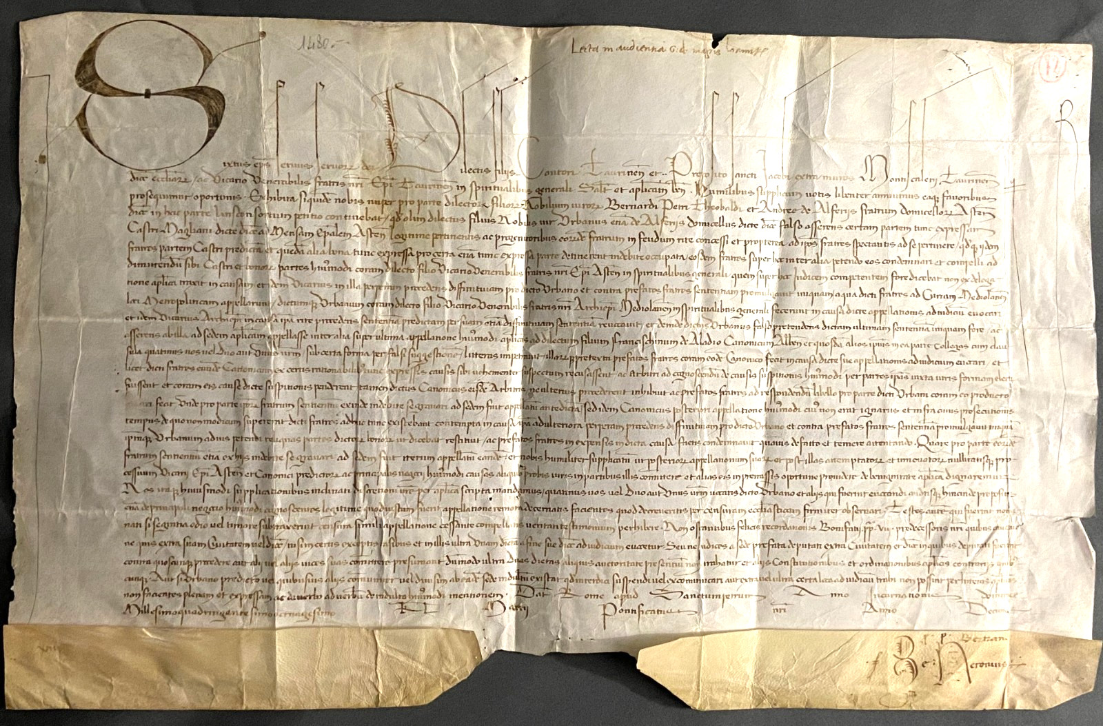 RARE Early Vellum Papal Bull Manuscript, Pope SIXTUS IV, Dated 1480