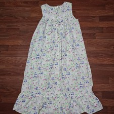 Eileen West Cotton Lace Ballet Nightgown Bright Floral Blooms Sleeveless M