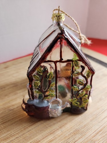 Silverado GREENHOUSE Ornament Glass 4" Plants Flowers Glitter Christmas 4" - Picture 4 of 10