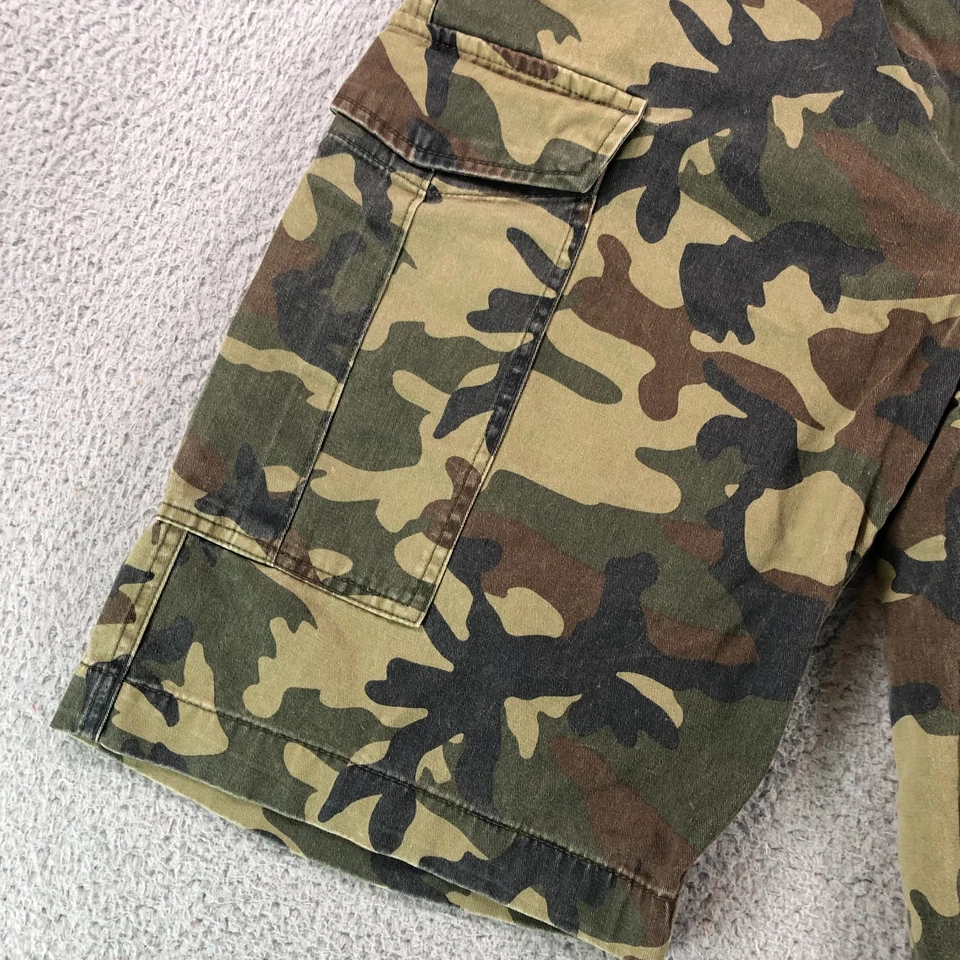 Pantalones Cortos True Religion Hombres 32 [Se Ajusta a 36] Verde Camuflaje Carga Militar Ejército Foto 2 de 4