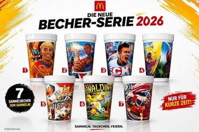 McDonalds WM FIFA 2026 Becher 7er Set Komplett inkl. Schweinsteiger NEU OVP