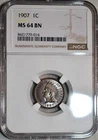 NGC MS-64 BN 1907 Indian Head Cent, Blazing, Well-Struck specimen.