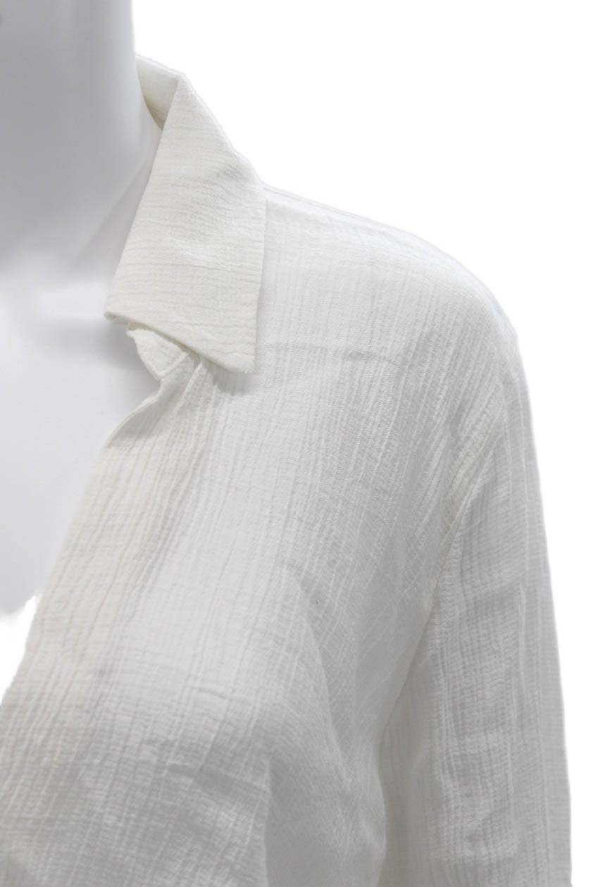 Pharaoh Womens Collared Button Solid Long Sleeve … - image 2