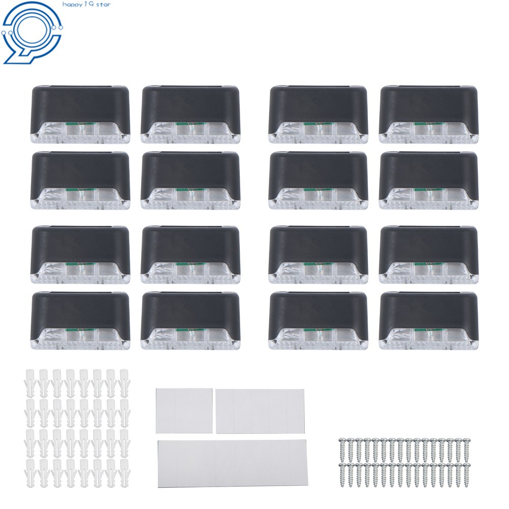 16 Pack Solar Step Deck Fence Lights Outdoor Waterproof Led Garden Pathway Step