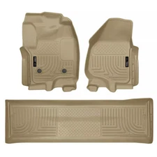 Husky Liners Weatherbeater 1st & 2nd Row Tan Floor Mats for F250 F350 Super Duty