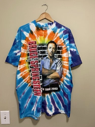 Vtg Bruce Springsteen & The E Street Band Tour T Shirt Tie D 2000s vintage concert t-shirt, vintage, size XL, single stitch, B+ condition