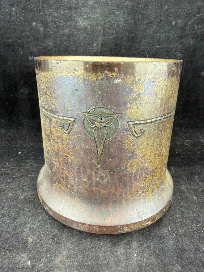 Antique Arts & Crafts Roycroft Cannister/Vase Hammered Copper 4" Signed