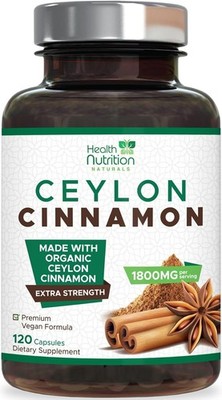 Pure Cinnamon Capsules, True Sri Lanka Certified Organic Ceylon Cinnamon Pills