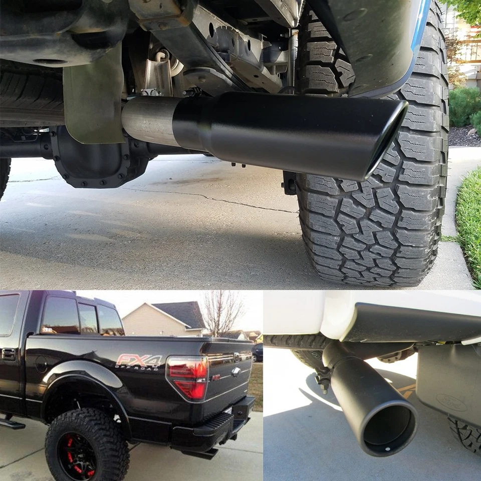 2,5-дюймовая задняя труба выхлопной наконечник хвостовой глушитель горло сталь нержавеющая сталь черный одинарный вентиляционный отверстие - Изображение 4 из 4