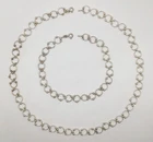VTG .925 Sterling Silver Modernist Circle Ring Floating Bead Necklace Anklet Set