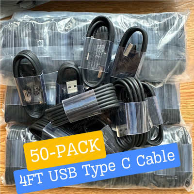 50Pack USB A to Type C Data Cord Fast Charger Cable for Samsung iPhone 16 15 Lot