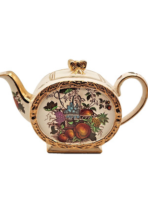 1940s Sadler Barrell Tea Pot #1775 Gold Detail and Trim, Made in England - Vtg