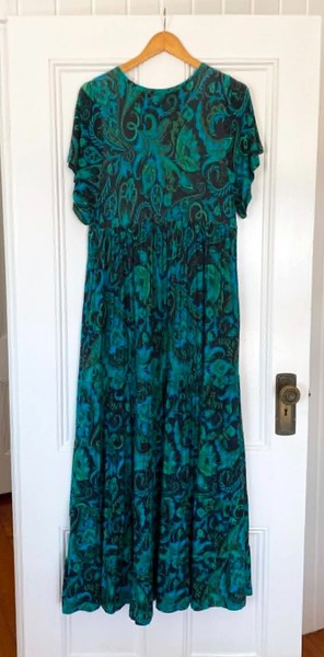 Exoticathletica Paisley Slinky Baby Doll Maxi Dress Size S-M (4-14) Exotica