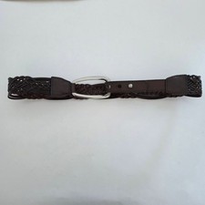 Brown Woven 100 Leather Belt Silver Buckle