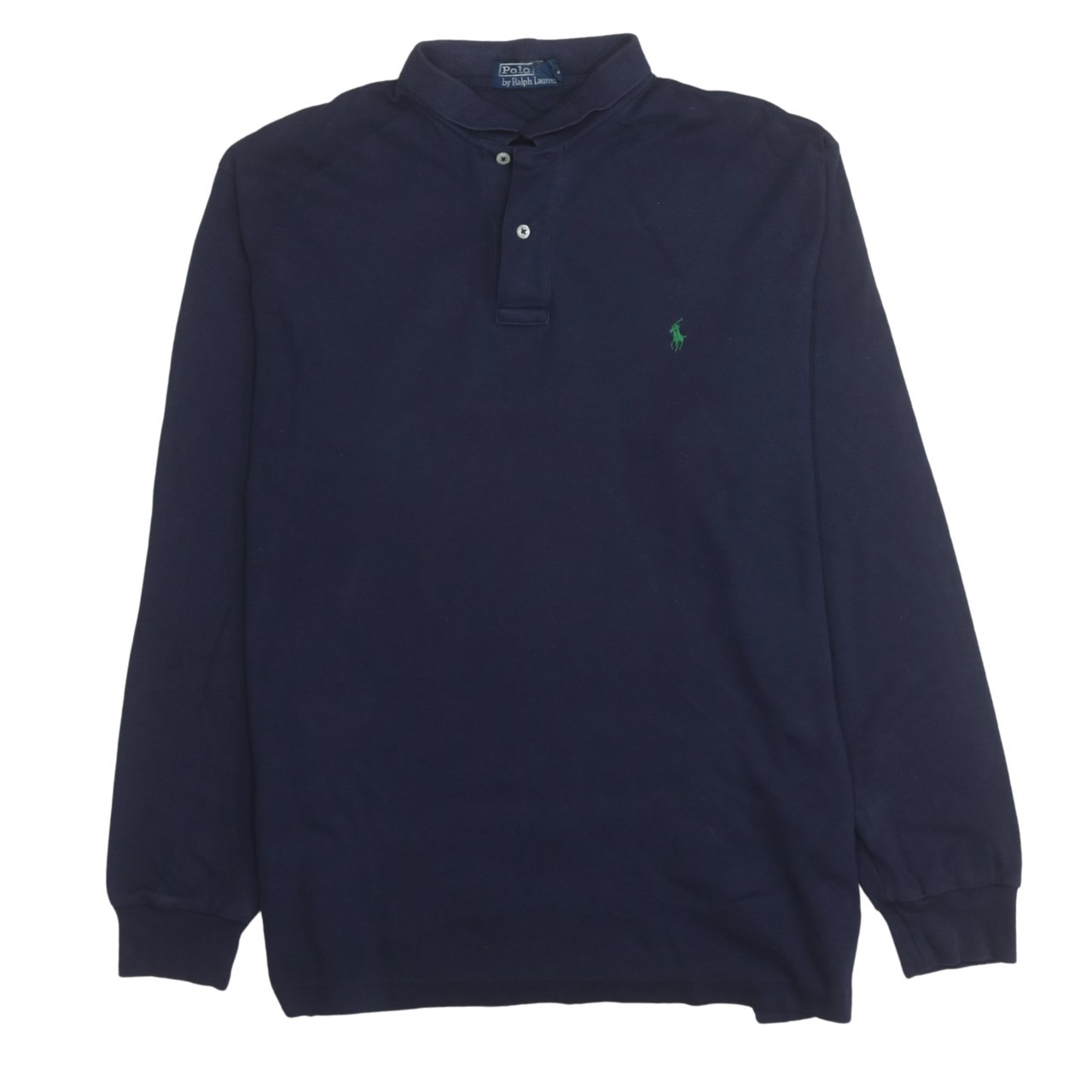 Polo Ralph Lauren Mens Polo Shirt Navy Blue Long Sleeve Cotton Embroidered L