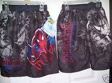 Spiderman Spider-Man Gray Swim Suit Trunks Shorts Boys Size 6 / 7 NWT