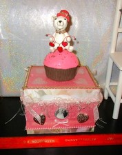 White Bear on Cupcake OOAK polymer ooak unique art mini miniature doll Handmade