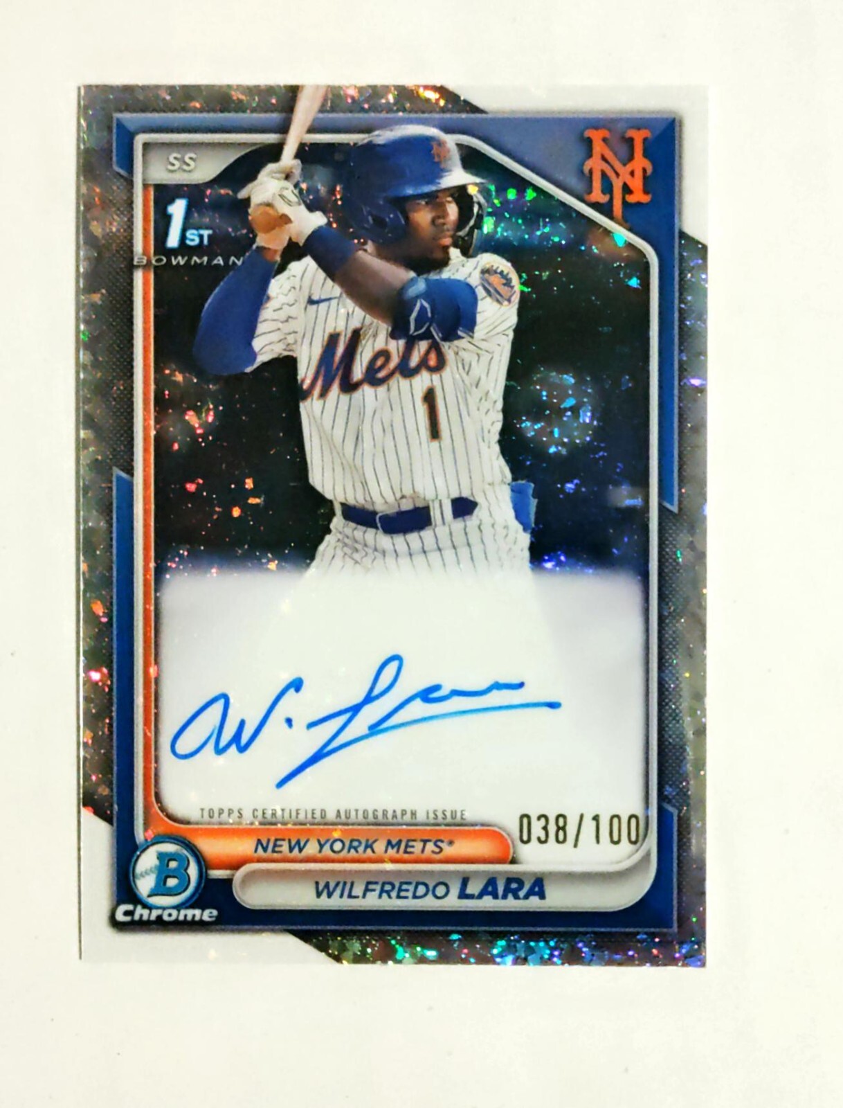Wilfredo Lara 2024 1st Bowman Chrome AUTO Mini Diamond REFRACTOR 038/100 RC A2