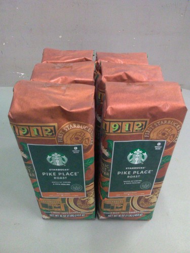 Starbucks Medio Roast Pike Place Café Grano Entero - Bolsa 16 OZ - Paquete de 6 Bolsas