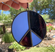 Stained Glass Peace Sign - handmade 3-1/2" Dia. 6a 