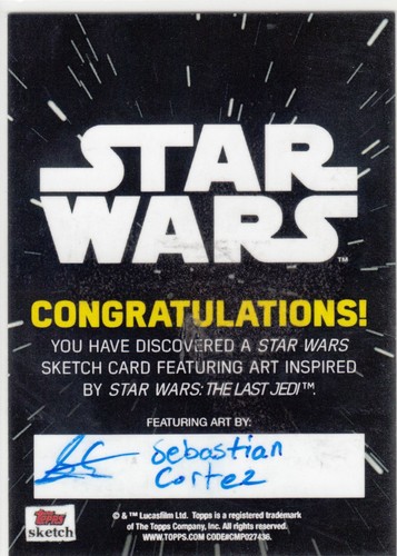 2018 Star Wars The Last Jedi Series 2 Sketch Card Stormtrooper Sebastian Cortez - Picture 2 of 2