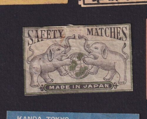 Ancienne  petite   étiquette   Allumettes  Japon  BN167898 Eléphant - Afbeelding 1 van 1