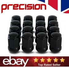 Precision 16 x Black Wheel Nuts For Toyota Starlet Aftermarket Alloys