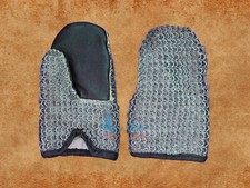 Chain Mail Mitten   8 mm Flat Riveted Chainmail Gloves with Leather for LARP