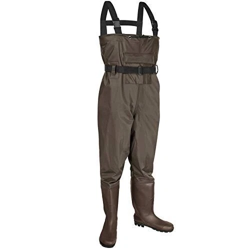 KOMEX Chest Waders Fishing Boots Hunting Waterproof Brown Fits Mens Shoe Size 13
