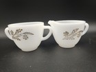 Vintage Federal Milk Glass Meadow Gold Wheat Pattern Sugar Bowl And Creamer
