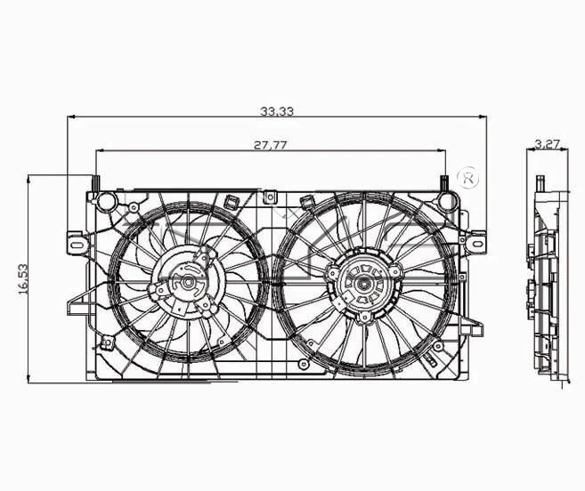 Conjunto de ventilador de radiador y condensador doble TYC para Chevrolet Impala 2006-2011 Foto 4 de 4
