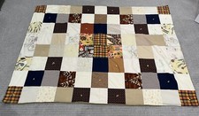 Vintage Patchwork Hand Quilted Blanket With Velvet Back