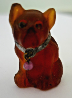 Tschechischer Glas Crackerjack Cracker Jack Anhänger Französischer Stier Hund