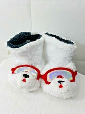 Cat  Jack Kids White Polar Bear With Red Goggle Booties Slippers Slip On Plush
