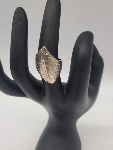 SIAM Sterling 925 Silver Vintage Etched Detail Band Ring Size 6 marked 9.1g