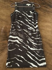 Michael Kors Dress zebra Sleeveless Size small leather straps gold embellished