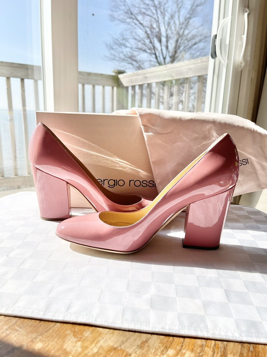 Sergio Rossi Vernice Soft Rose Patent Leather Pointed Toe