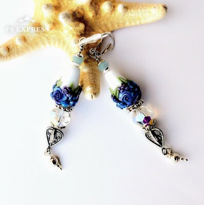 Handcrafted Lampwork Earrings, Finding ''The Faery's Lily''