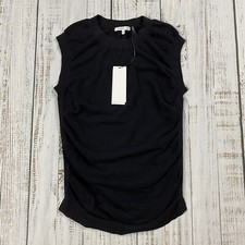 NWT 320 HELMUT LANG SHELL SLEEVELESS SHIRRING SILK BLEND TEE BLACK MEDIUM M