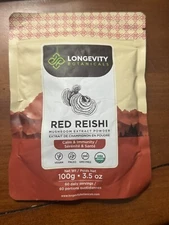 Longevity Botanicals Red Reishi Mushroom Extract Powder Calm & Immunity 3.5 oz