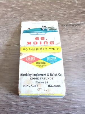 Hinckley Implement & Buick Co. Eddie Freundt Hinckley ILL Matchbook Cover (MI) (