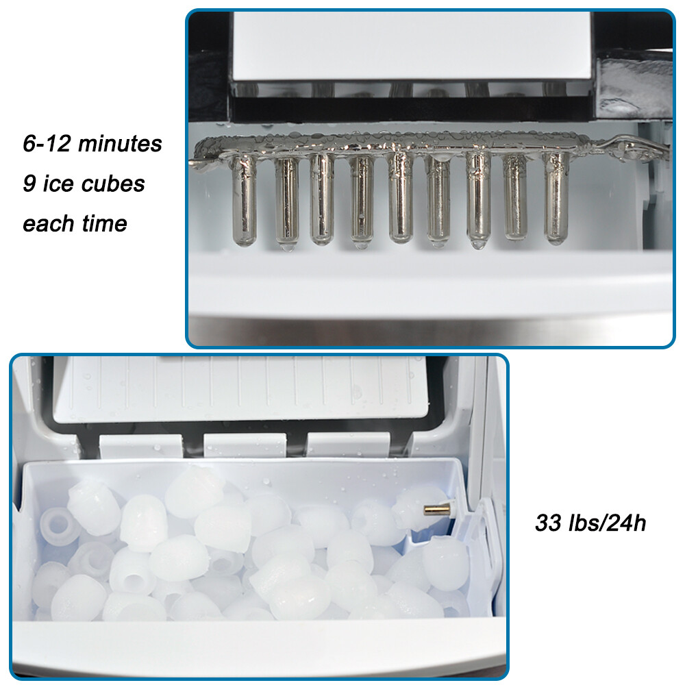 SMAD Ice Maker Fridge Ice Cube Machine Stainless Steel Countertop Built